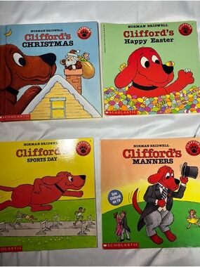 Vintage 90s Clifford Big Red Dog Book Lot 5 Norman Bridwell PB/HC EUC